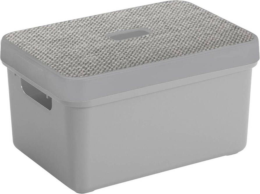 Sunware Opbergbox mand lichtgrijs 5 liter kunststof met deksel Opbergbox
