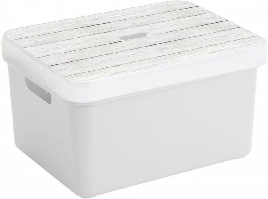 Sunware Opbergbox opbergmand wit 32 liter kunststof met deksel Opbergbox