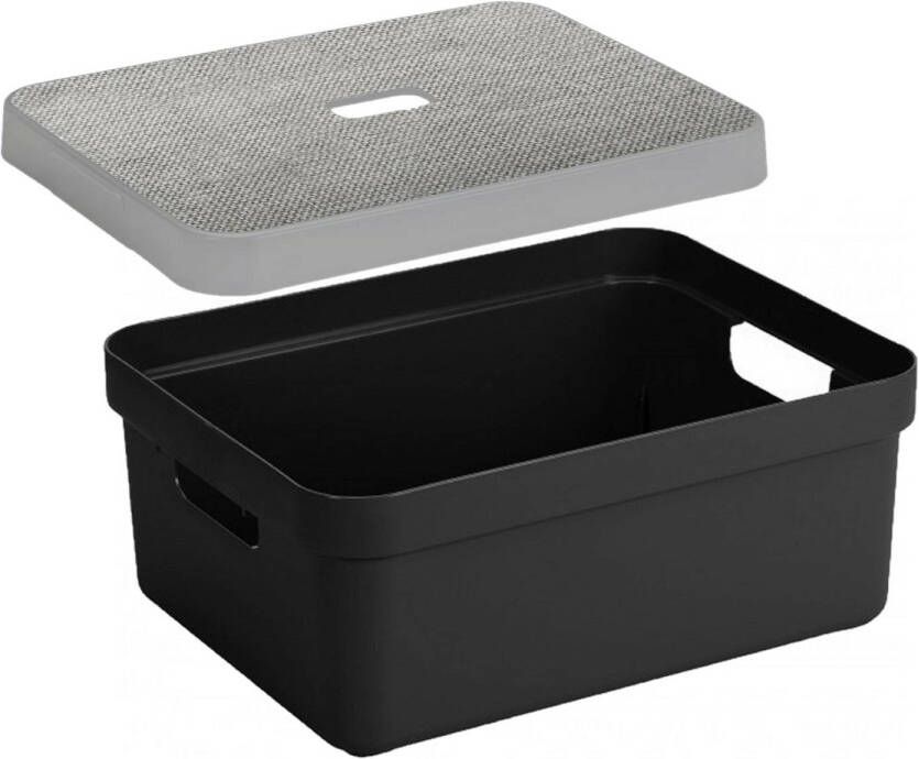 Sunware Sigma opbergbox zwart 24 liter kunststof met lichtgrijze deksel Opbergbox