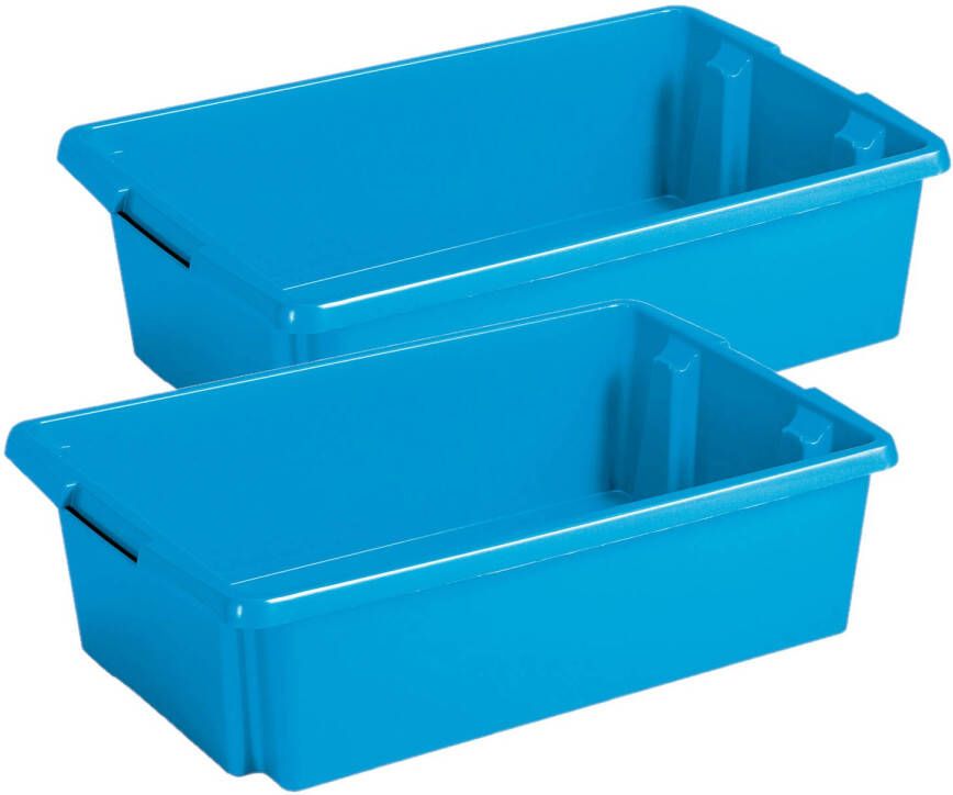 Sunware Opslagbox 2 stuks kunststof 30 liter blauw 59 x 39 x 17 cm Opbergbox