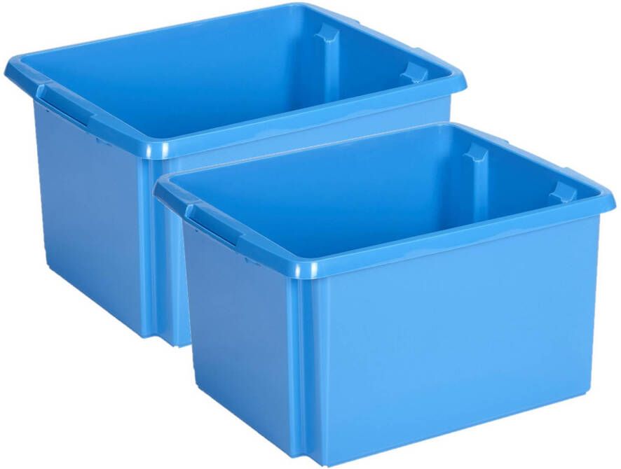 Sunware Opslagbox 2 stuks kunststof 32 liter blauw 45 x 36 x 24 cm Opbergbox