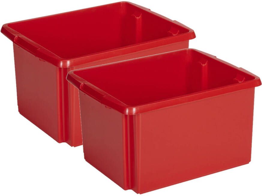 Sunware Opslagbox 2 stuks kunststof 32 liter rood 45 x 36 x 24 cm Opbergbox