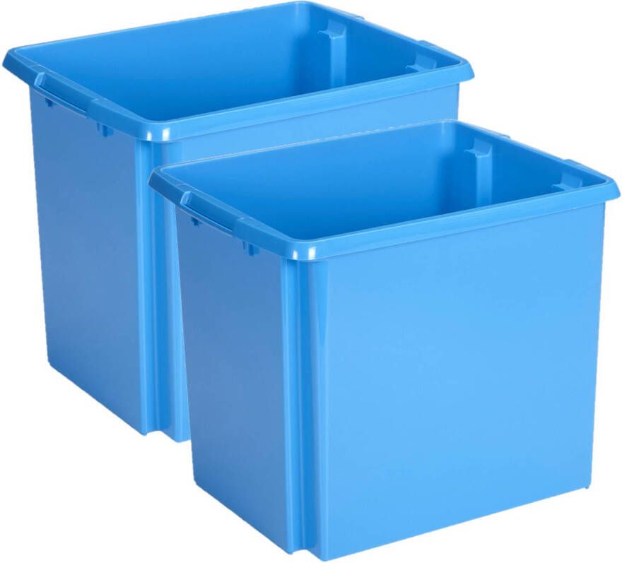 Sunware Opslagbox 2 stuks kunststof 45 liter blauw 45 x 36 x 36 cm Opbergbox