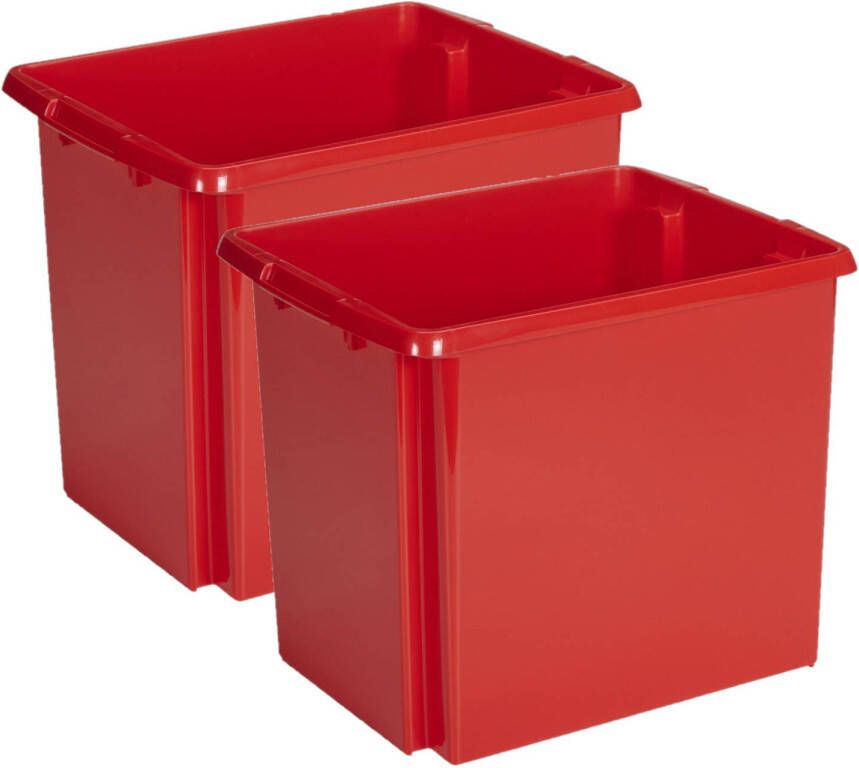 Sunware Opslagbox 2 stuks kunststof 45 liter rood 45 x 36 x 36 cm Opbergbox