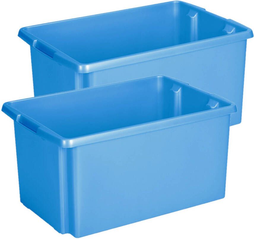 Sunware Opslagbox 2 stuks kunststof 51 liter blauw 59 x 39 x 29 cm Opbergbox