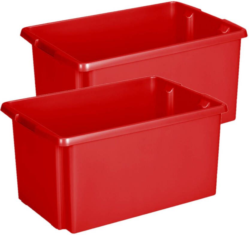Sunware Opslagbox 2 stuks kunststof 51 liter rood 59 x 39 x 29 cm Opbergbox