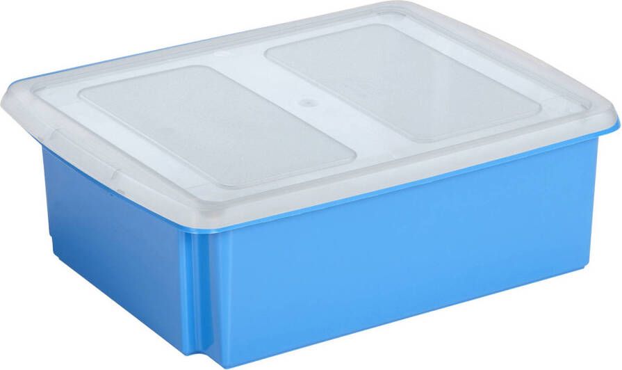Sunware opslagbox 17 liter blauw 45 x 36 x 14 cm met afsluitbare deksel Opbergbox