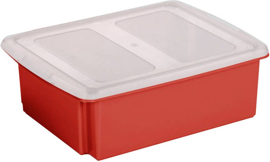 Sunware opslagbox kunststof 17 liter rood 45 x 36 x 14 cm met deksel Opbergbox
