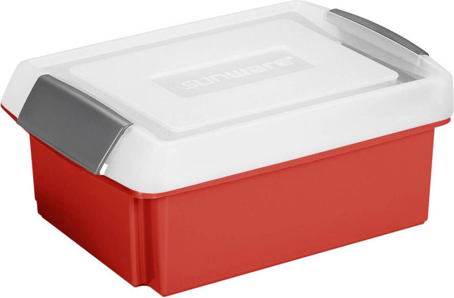 Sunware opslagbox kunststof 17 liter rood 45 x 36 x 14 cm met afsluitbare extra hoge deksel Opbergbox