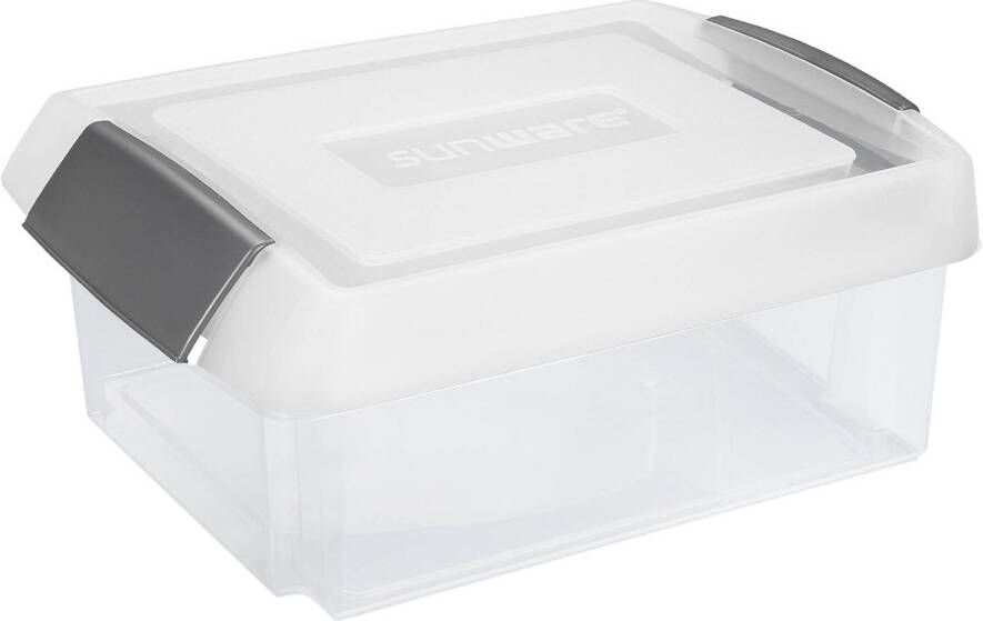 Sunware opslagbox kunststof 17 liter transparant 45 x 36 x 14 cm met afsluitbare extra hoge deksel Opbergbox