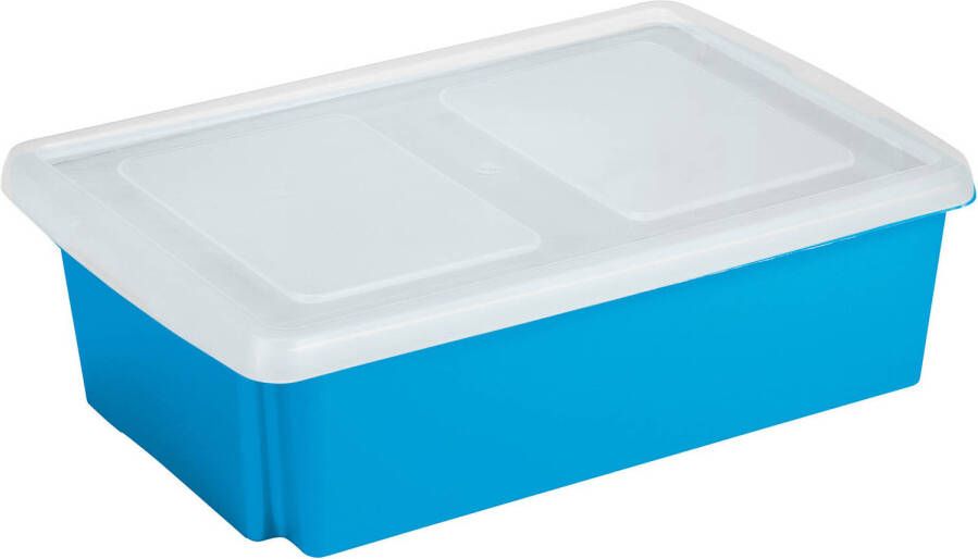 Sunware opslagbox 30 liter blauw 59 x 39 x 17 cm met afsluitbare deksel Opbergbox