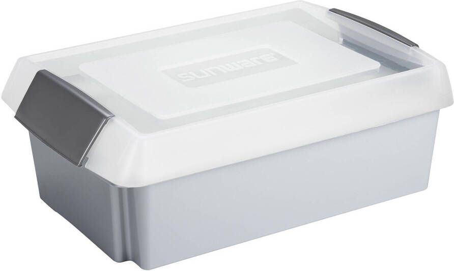 Sunware opslagbox kunststof 30 liter grijs 59 x 39 x 17 cm met extra hoge deksel Opbergbox