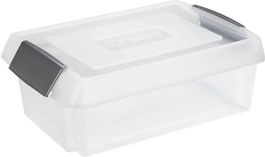 Sunware opslagbox kunststof 30 liter transparant 59 x 39 x 17 cm met extra hoge deksel Opbergbox