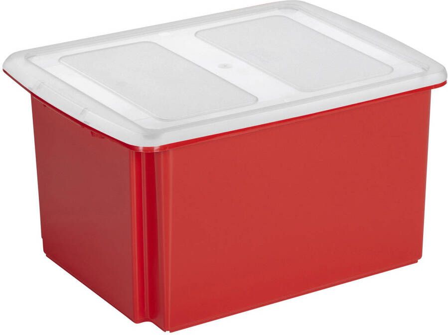 Sunware opslagbox 32 liter rood 45 x 36 x 24 cm met afsluitbare deksel Opbergbox