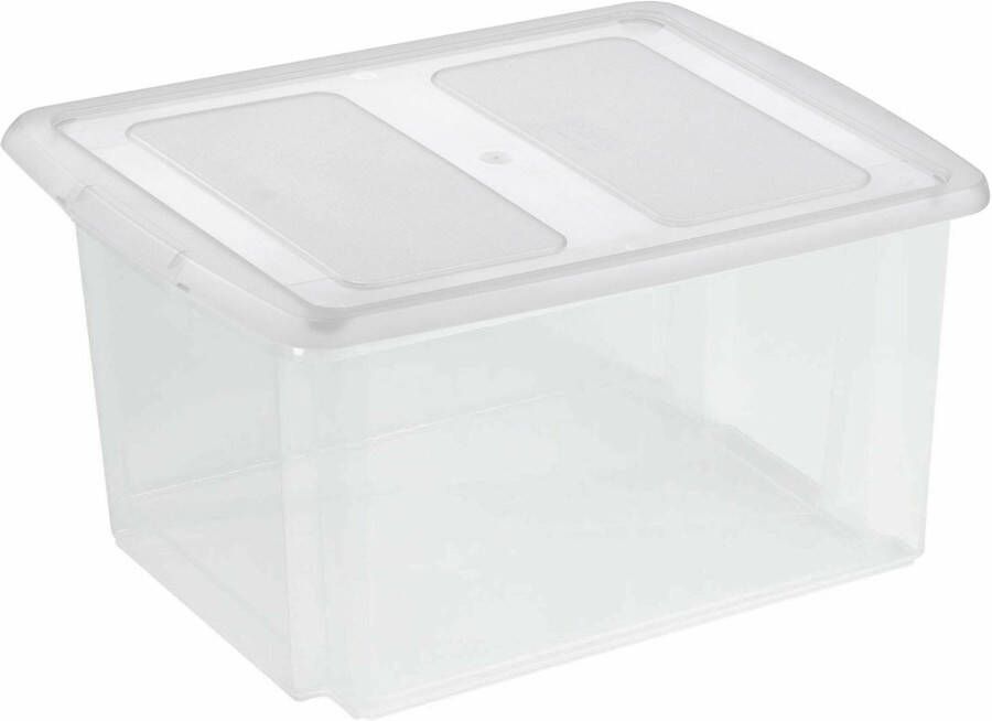 Sunware opslagbox 32 liter transparant 45 x 36 x 24 cm met afsluitbare deksel Opbergbox