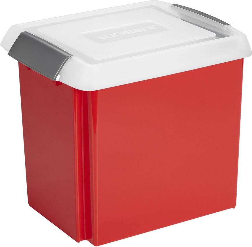 Sunware opslagbox kunststof 45 liter rood 45 x 36 x 36 cm met extra hoge deksel Opbergbox
