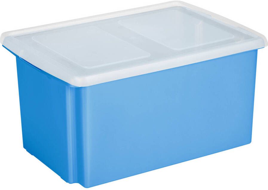Sunware opslagbox 51 liter blauw 59 x 39 x 29 cm met afsluitbare deksel Opbergbox