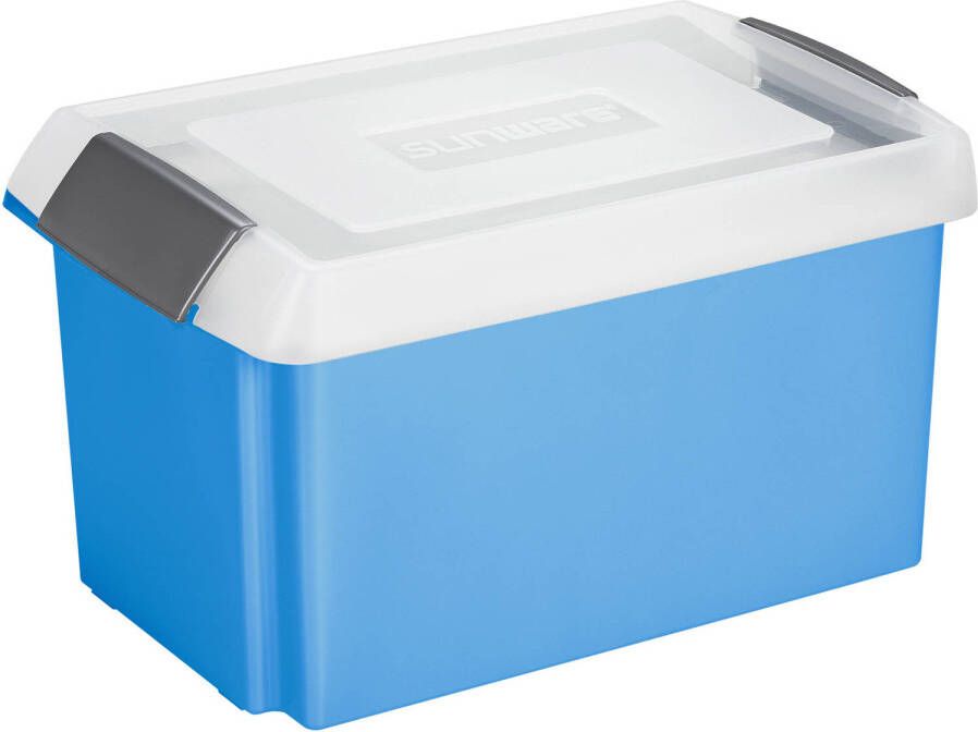 Sunware opslagbox kunststof 51 liter blauw 59 x 39 x 29 cm met hoge deksel Opbergbox