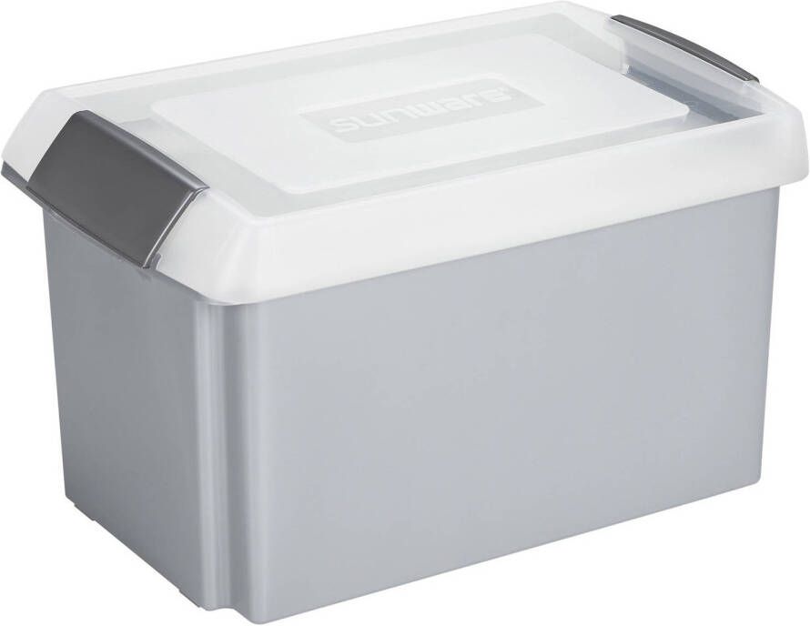 Sunware opslagbox 51 liter grijs 59 x 39 x 29 cm met afsluitbare extra hoge deksel Opbergbox