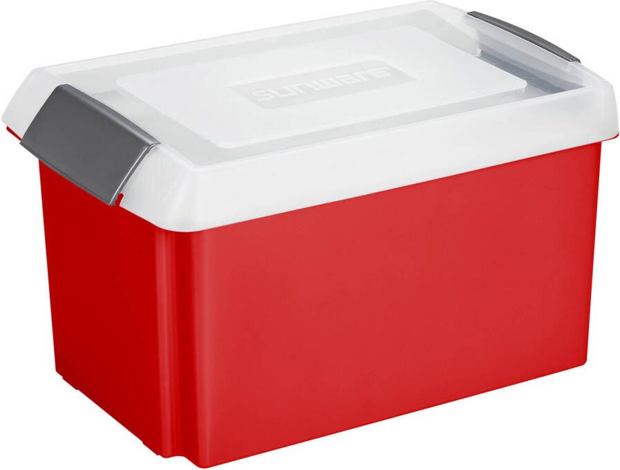 Sunware opslagbox kunststof 51 liter rood 59 x 39 x 29 cm met hoge deksel Opbergbox