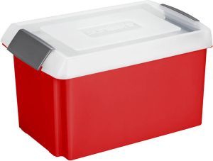 Sunware opslagbox 51 liter rood 59 x 39 x 29 cm met afsluitbare extra hoge deksel Opbergbox