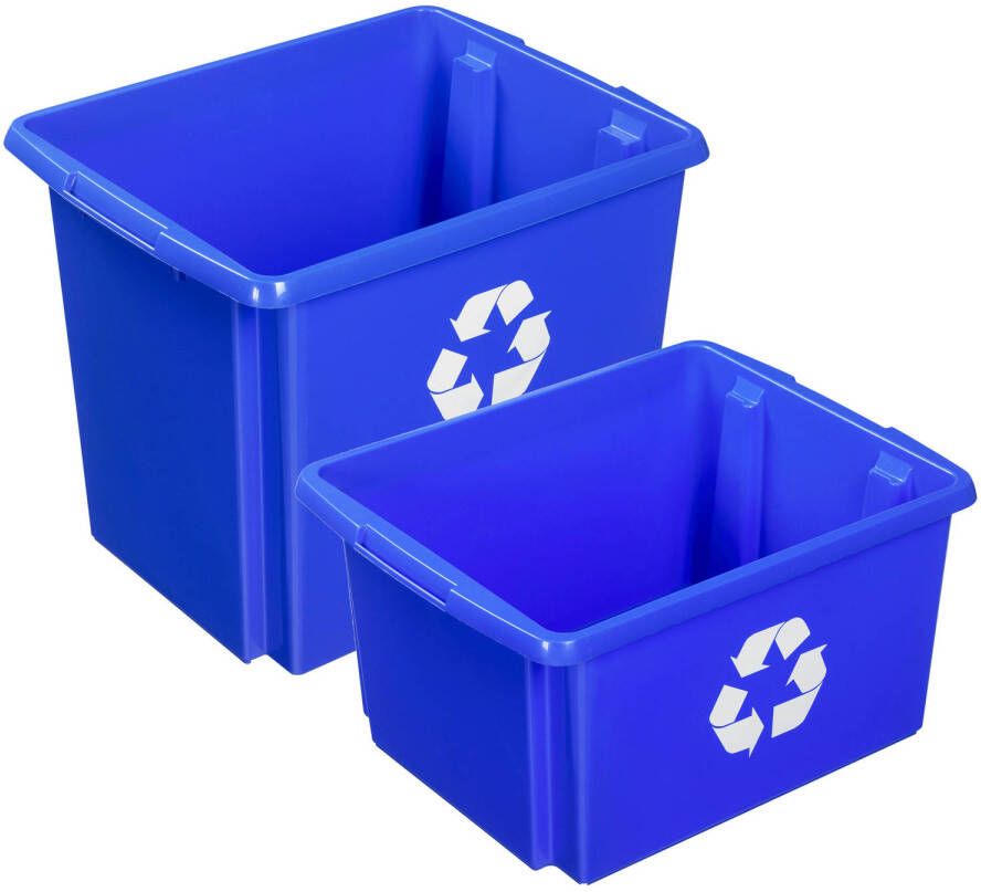 Sunware opslagboxen kunststof blauw set van 4x in formaten 32 en 45 liter Opbergbox