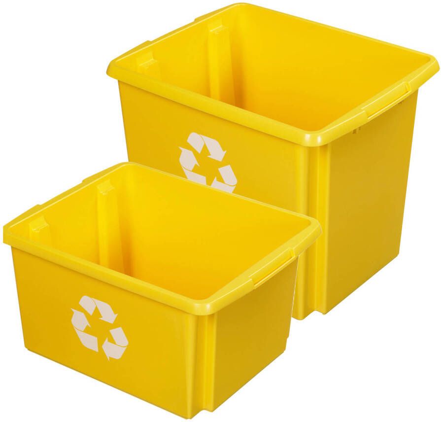 Sunware opslagboxen kunststof geel set van 5x in formaten 32 en 45 liter Opbergbox