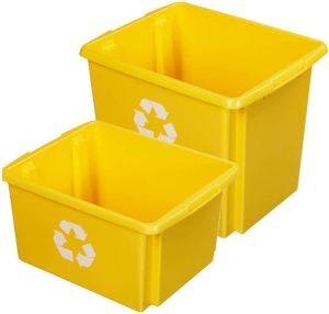 Sunware opslagboxen kunststof geel set van 5x in formaten 32 en 45 liter Opbergbox