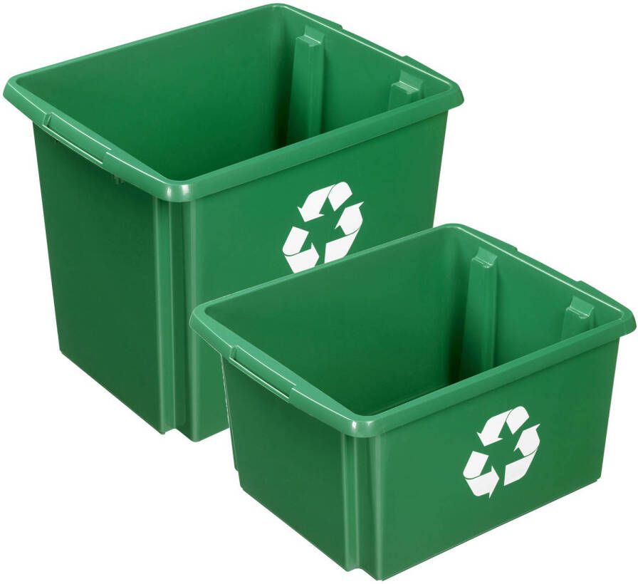 Sunware opslagboxen kunststof groen set van 4x in formaten 32 en 45 liter Opbergbox