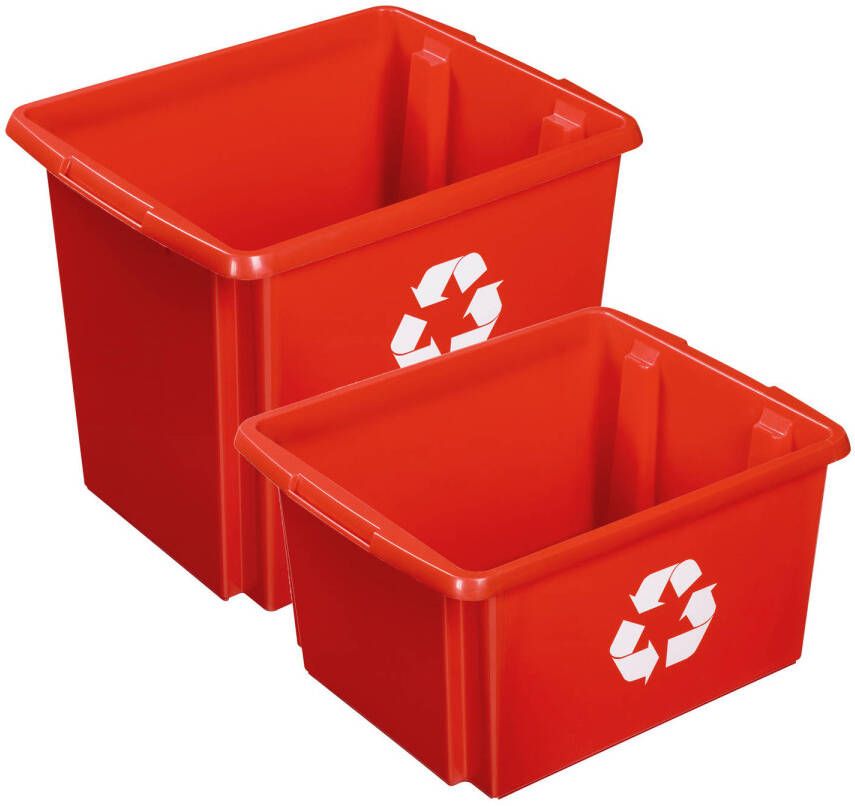 Sunware opslagboxen kunststof rood set van 4x in formaten 32 en 45 liter Opbergbox