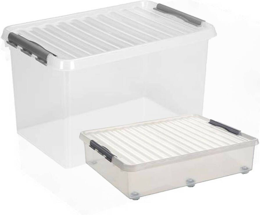 Sunware opslagboxen met deksel 2x stuks kunststof 60 L en 62 L Opbergbox