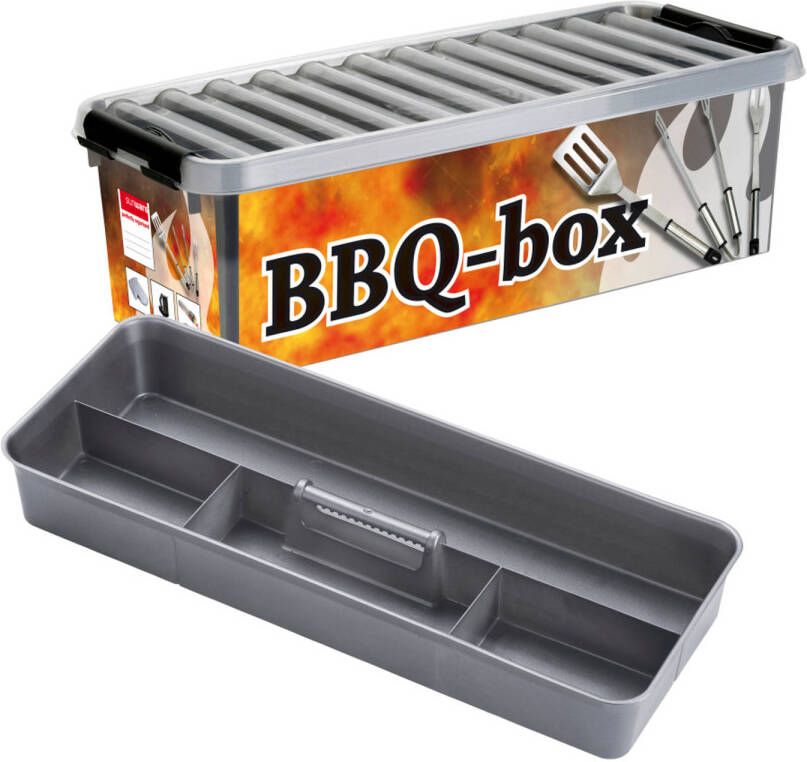 Sunware Q-line BBQ opbergbox 9 5L Incl. inzet met vakverdeling metaal transp