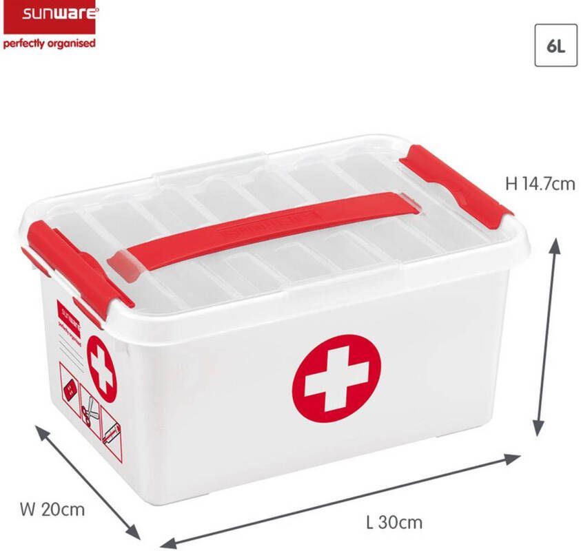 Sunware Q-line EHBO doos met inzet 6L wit rood 30 x 20 x 14 7 cm