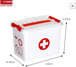Sunware Q-line EHBO doos met inzet 9L wit rood 30 x 20 x 22 cm