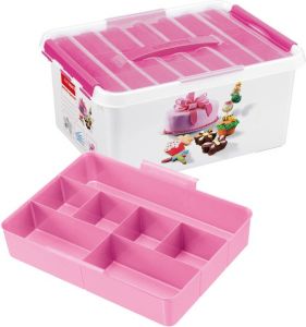 Sunware Q-line Fun-baking Opbergbox 15 Liter Wit roze