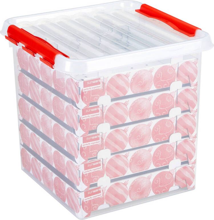 Sunware Kerstballen Opbergbox met trays voor 125 kerstballen Q-line Transparant 38 Liter 40 x 40 x 40 cm