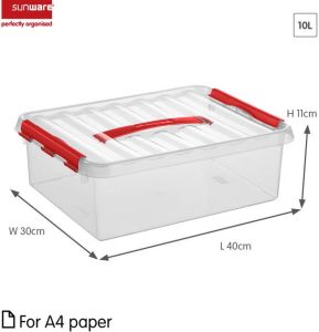 Sunware Q-line opbergbox 10L transparant rood 40 x 30 x 11 cm