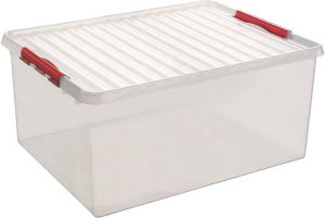 Sunware Q-line opbergbox 120L transparant rood 80 x 50 x 38 cm
