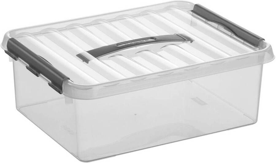 Sunware Q-line opbergbox 12L transparant metaal 40 x 30 x 14 cm