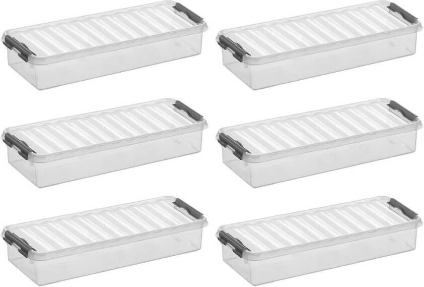 Sunware Q-line opbergbox 2 5L Set van 6 Transparant grijs