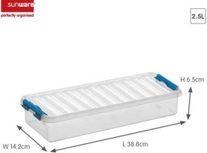 Sunware Q-line opbergbox 2 5L transparant blauw 38 8 x 14 2 x 6 5 cm