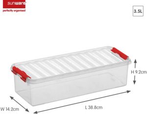 Sunware Q-line opbergbox 3 5L transparant rood 38 8 x 14 2 x 9 2 cm