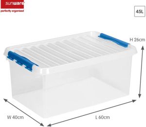 Sunware Q-line opbergbox 45L transparant blauw 60 x 40 x 26 cm