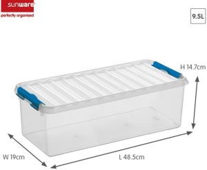 Sunware Q-line opbergbox 9 5L transparant blauw 48 5 x 19 x 14 7 cm