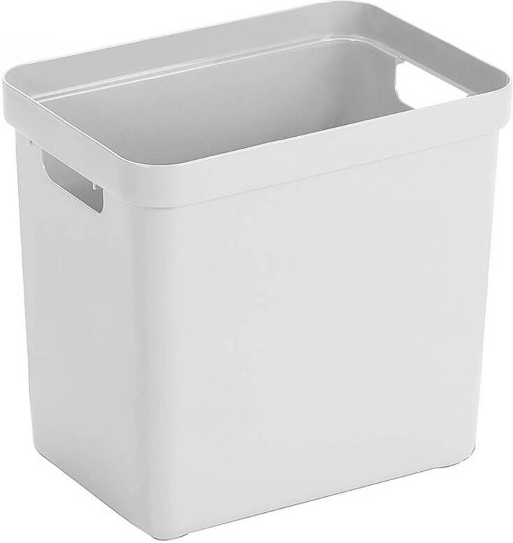 Sunware 1x Witte opbergboxen opbergdozen opbergmanden kunststof 25 liter opbergen manden dozen bakken opbergers Opbergbox
