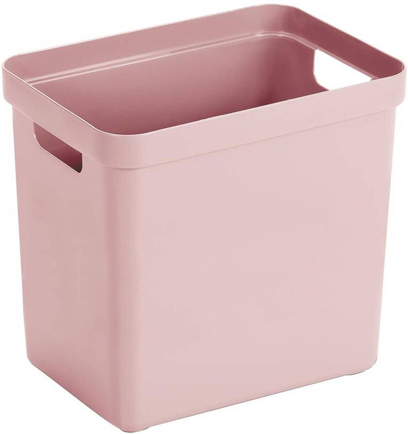 Sunware 1x Roze opbergboxen opbergdozen opbergmanden kunststof 25 liter opbergen manden dozen bakken opbergers Opbergbox