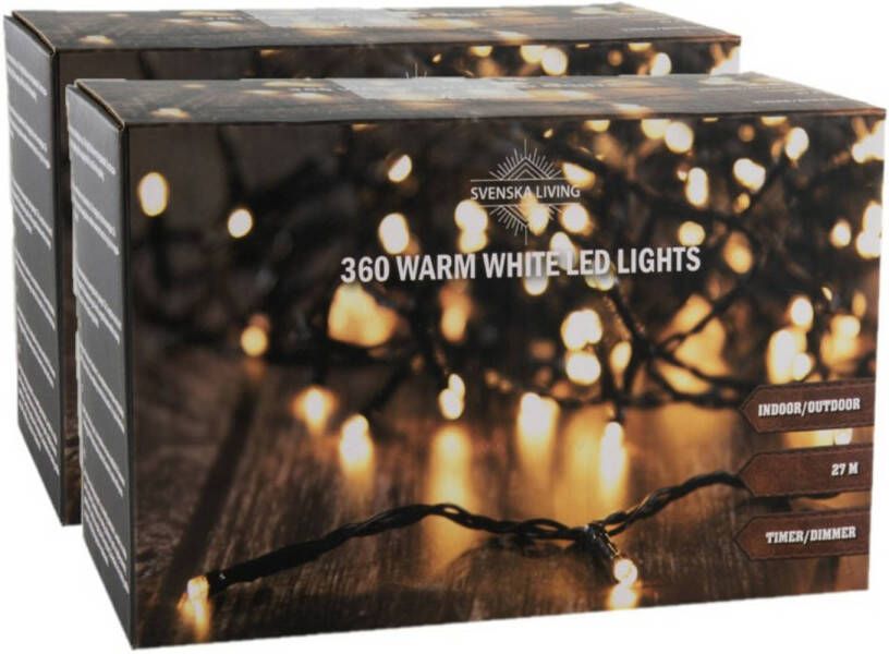Svenska Living 2x stuks kerstverlichting warm wit 500 lampjes 1000 cm Kerstverlichting kerstboom