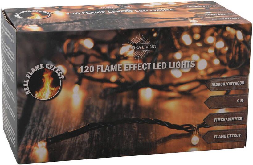 Svenska Living Draadverlichting warm wit met vlam effect 120 lampjes 900 cm lichtsnoer met timer en dimmer Kerstverlichting kerstboom