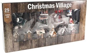 Svenska Living Kerstdorp set 25-delig winterlandschap huisjes en figuurtjes met verlichting Kerstdorpen
