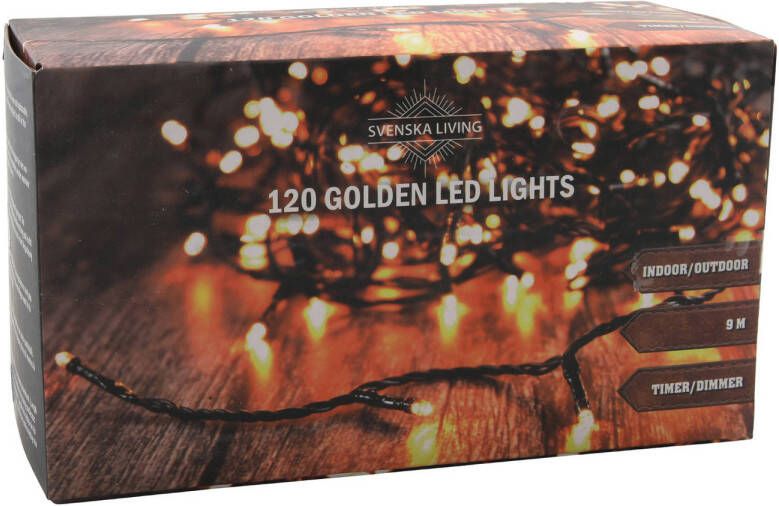 Svenska Living Kerstverlichting goud buiten 120 lampjes 900 cm inclusief timer en dimmer Kerstverlichting kerstboom